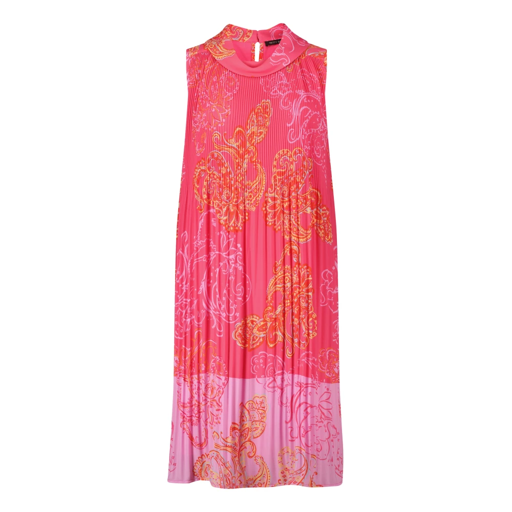 Betty Barclay Korte Mouw Geplooide Jurk Pink Dames