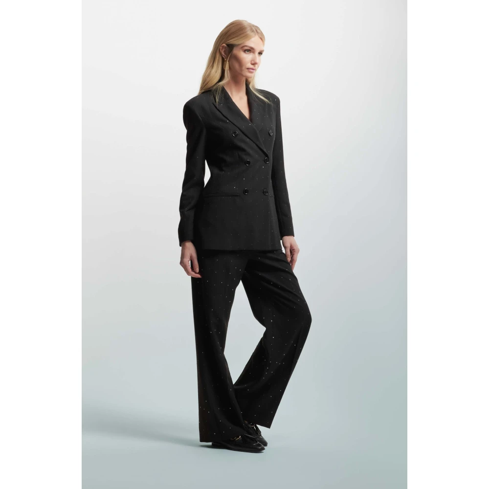 Kocca Rhinestone Straight Leg Trousers Black Dames