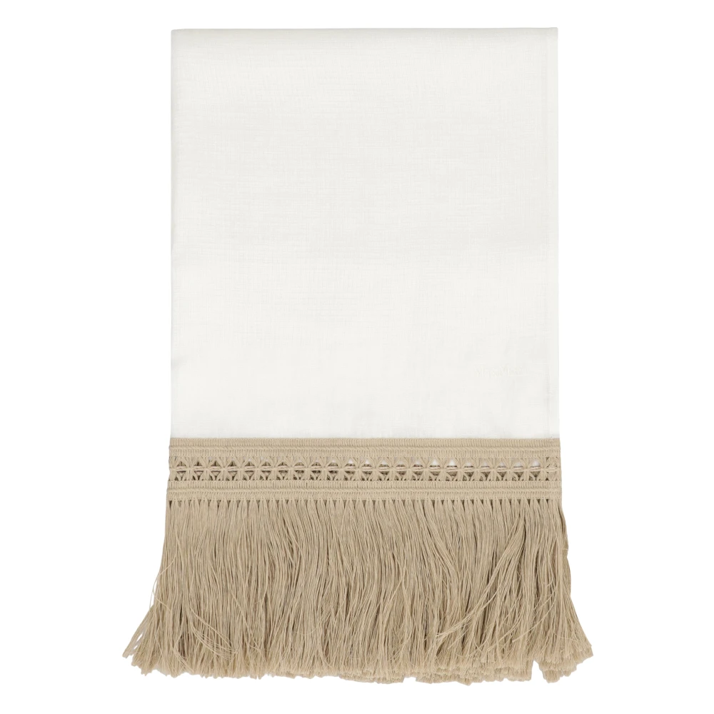 Max Mara Women's Beige Linen Frayed Hem Stole
