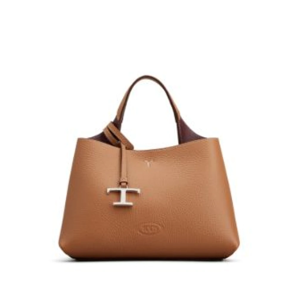 TOD'S Logo-Hanger Leren Tote Tas Brown Dames