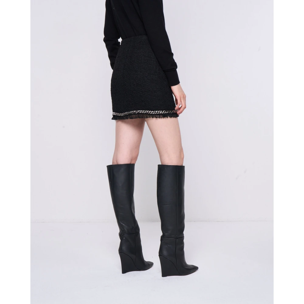 Silvian Heach Gestructureerde stoffen minirok met franjes Black Dames