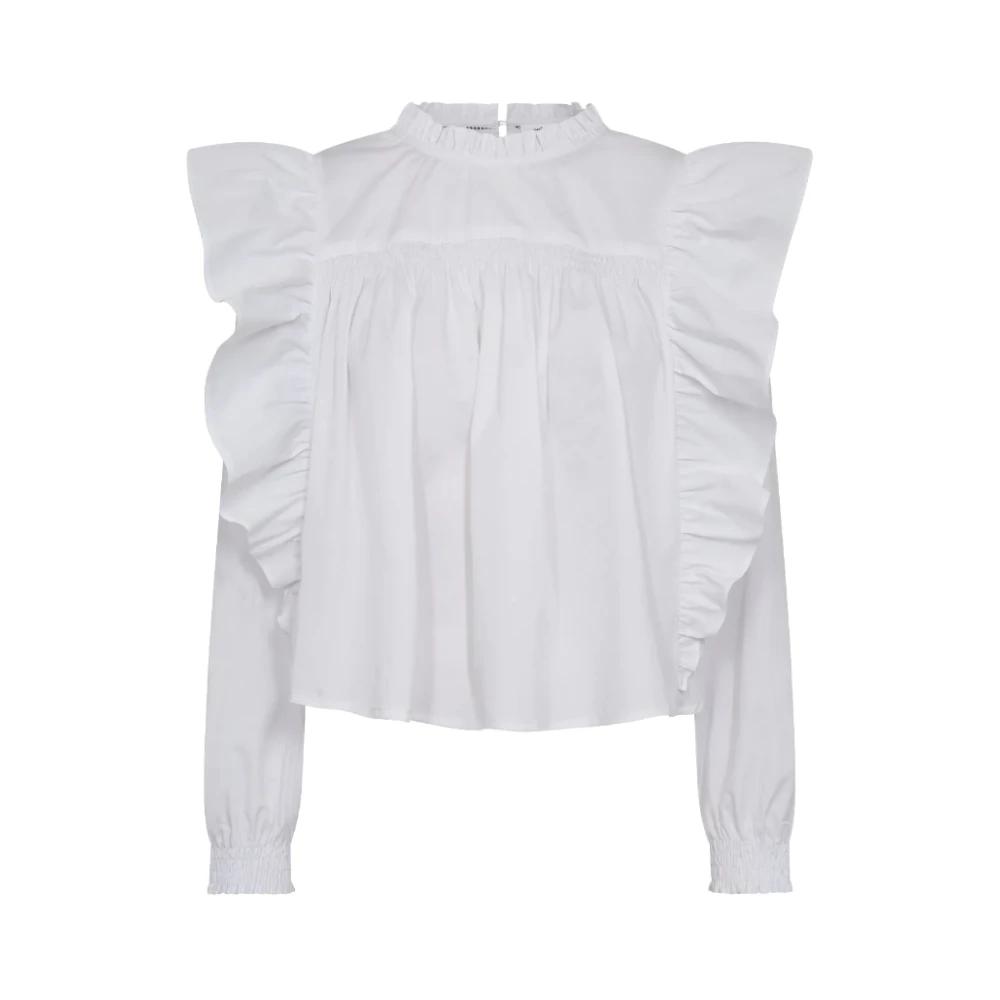Co'Couture Witte Katoenen Frill Blouse White Dames