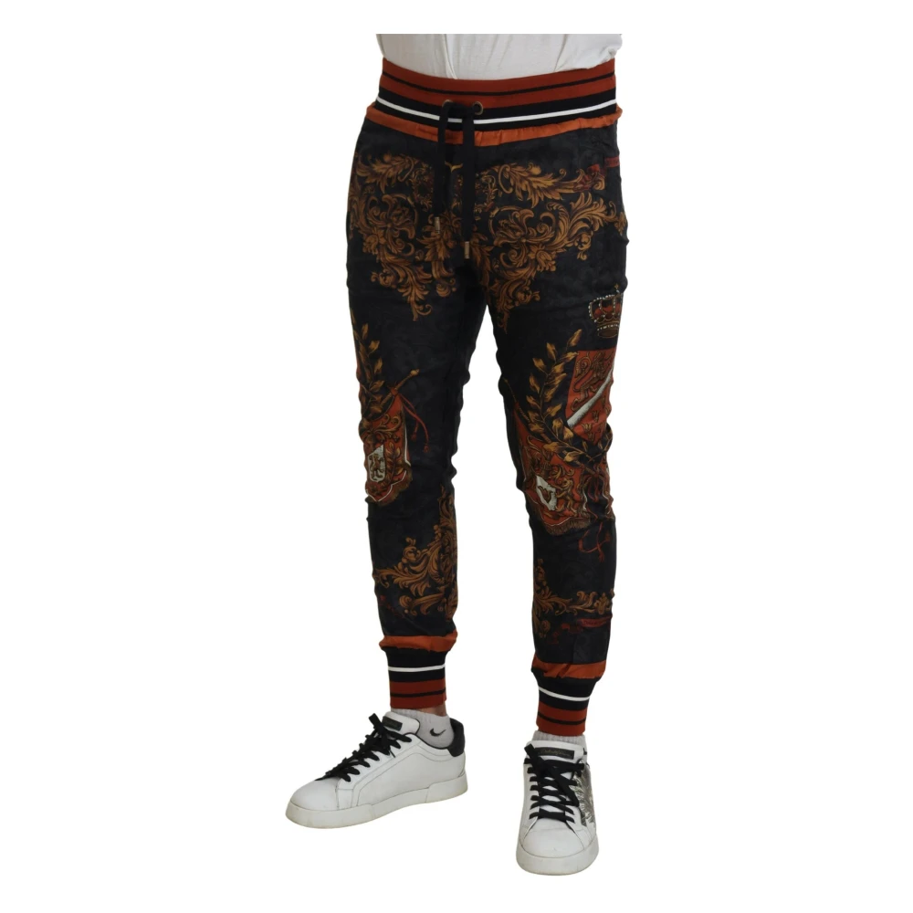 Dolce & Gabbana Barok Kroon Zijden Sweatpants Multicolor Heren