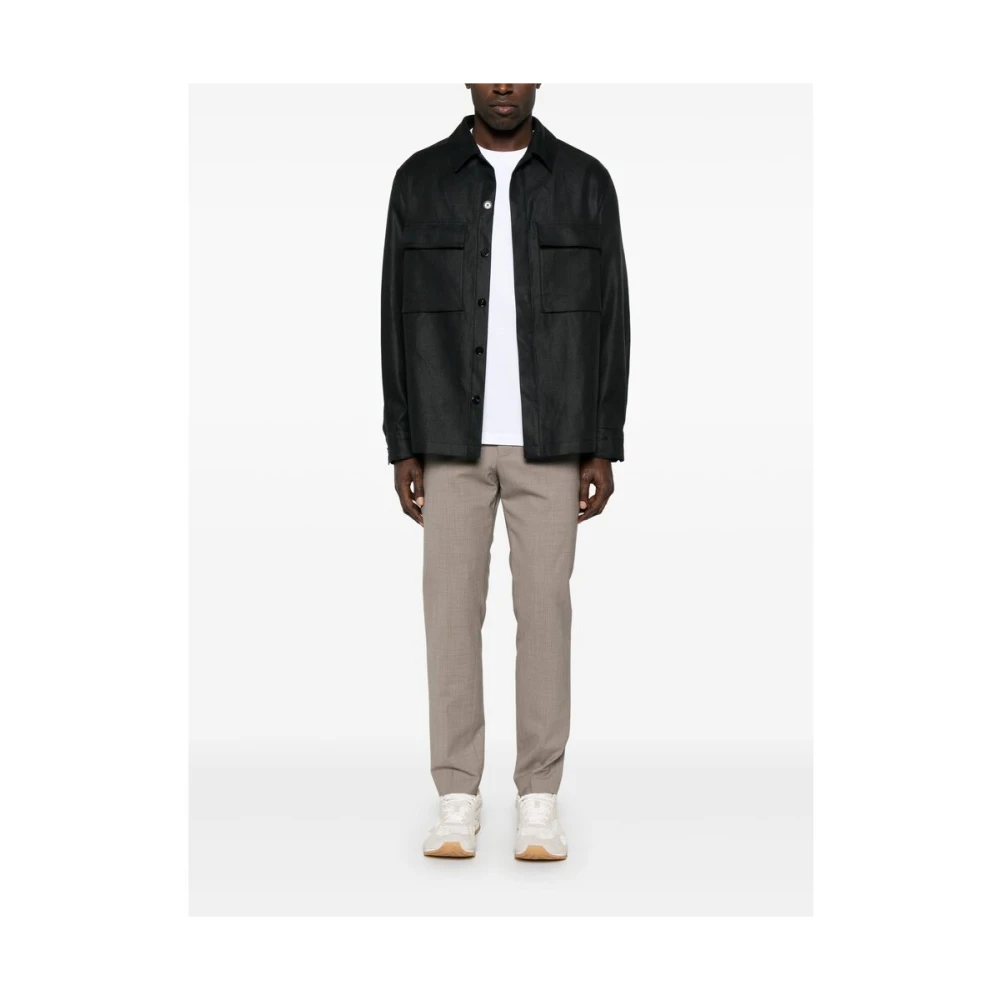 Ermenegildo Zegna Zwarte Knoopshirt met Zakken Black Heren