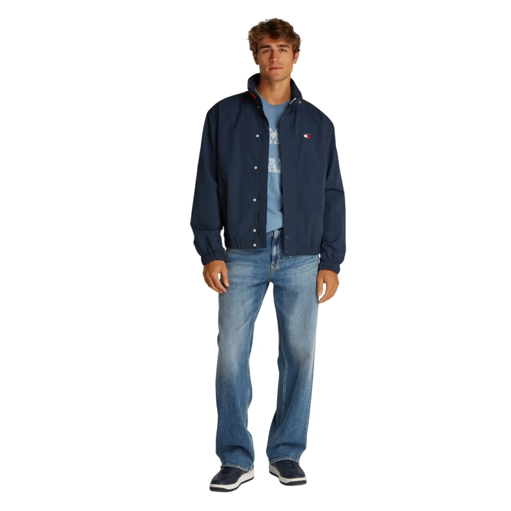 Tommy Jeans Blauwe Lichtgewicht Jas met Kleurblok Kraag Blue Heren