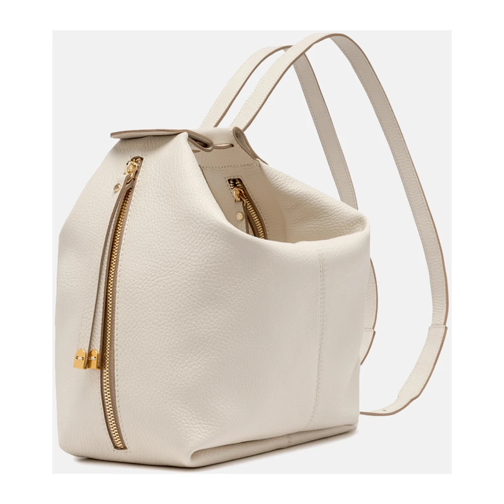 Gianni Chiarini Witte Gehamerd Leren Rugzak White Dames