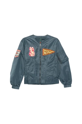 Badges Light Collarless Bomber