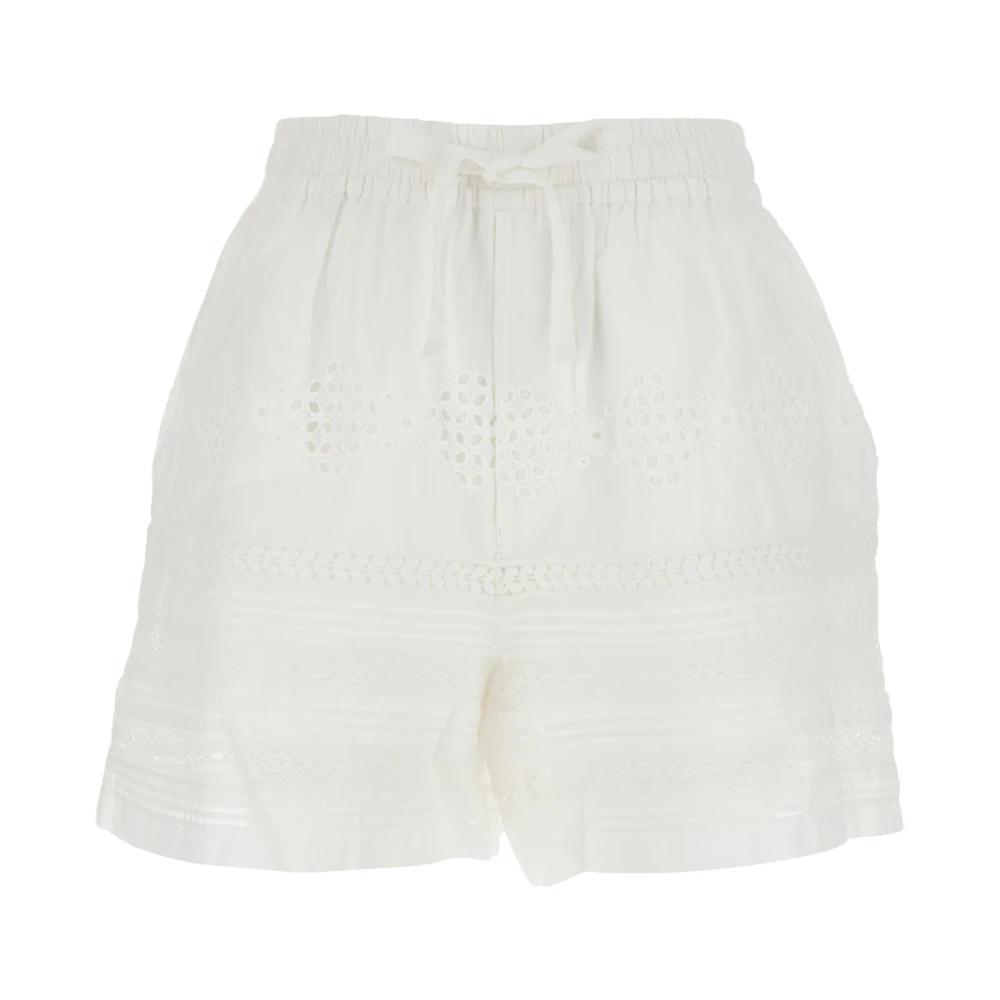 Isabel Marant Étoile Witte Kanten Detail Katoen Dames Shorts White Dames