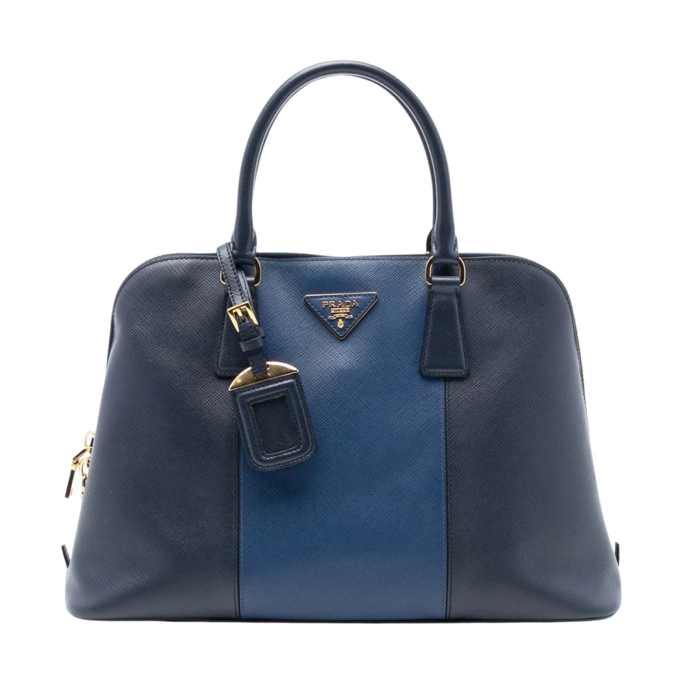 Prada Vintage Women's Blue Vintage Handbags, One Size, Pre-Owned Structured Satchel Bag