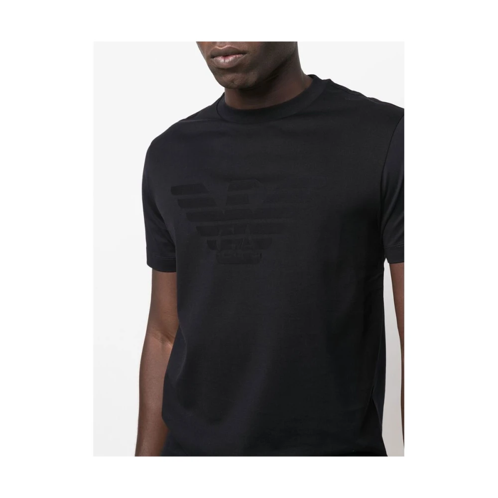 Emporio Armani Navy Blue Logo Print T-shirt Blue Heren