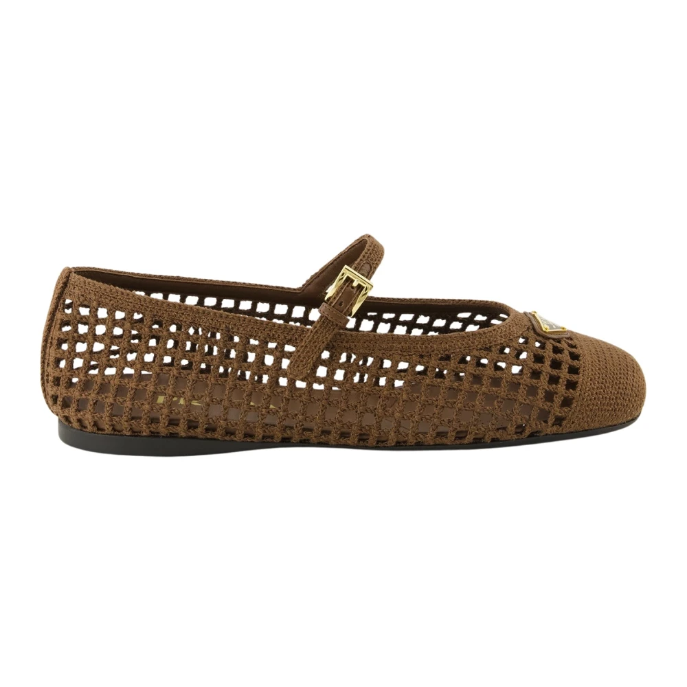 Prada Women's Brown Ballerina Shoes, 4 Uk, Ballerines En Crochet