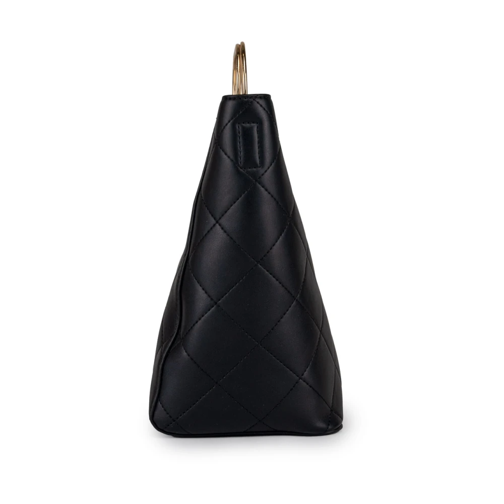 Twinset Gewatteerde Zwarte Handtas met Metalen T-handvat Black Dames