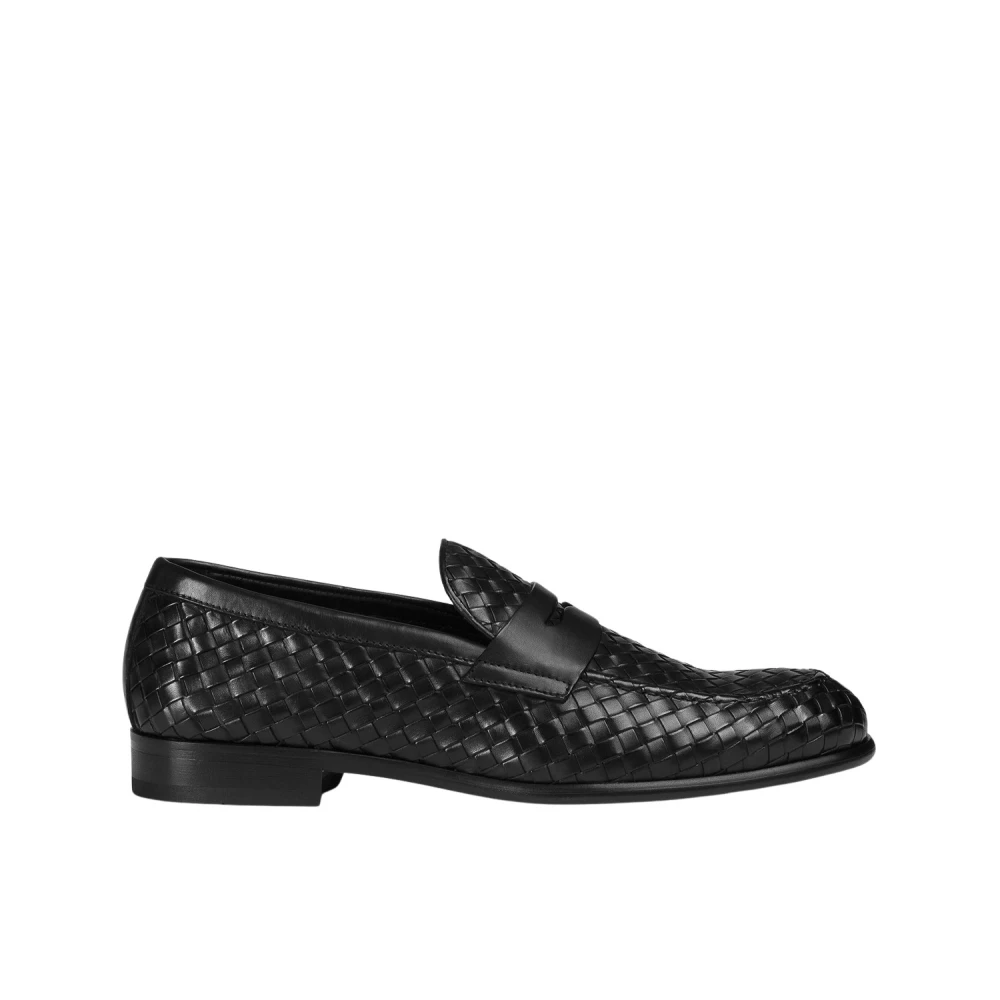 Doucal's Men's Black Woven Leather Loafer