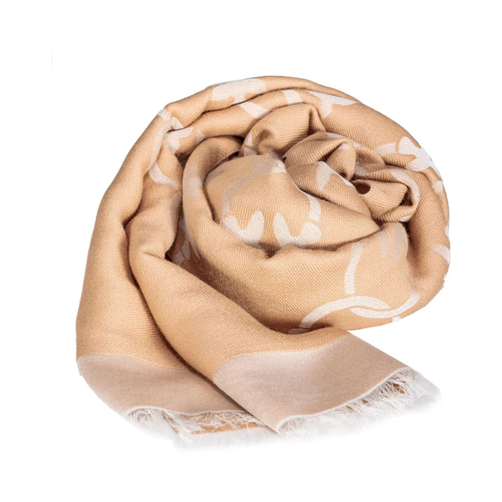 pinko Love Birds Gebreide Sjaal Beige Dames