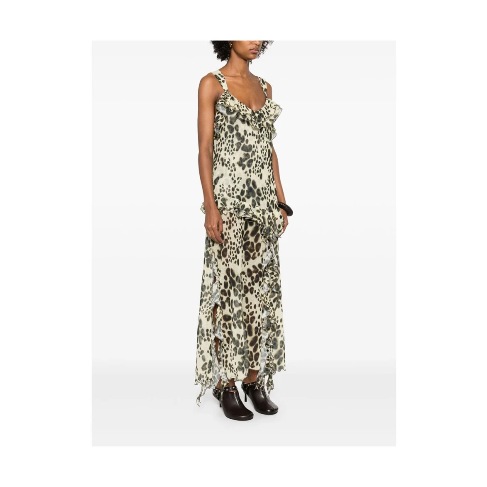 Siedrés Beige Gerimpelde Jurk met Zijgleuven Multicolor Dames