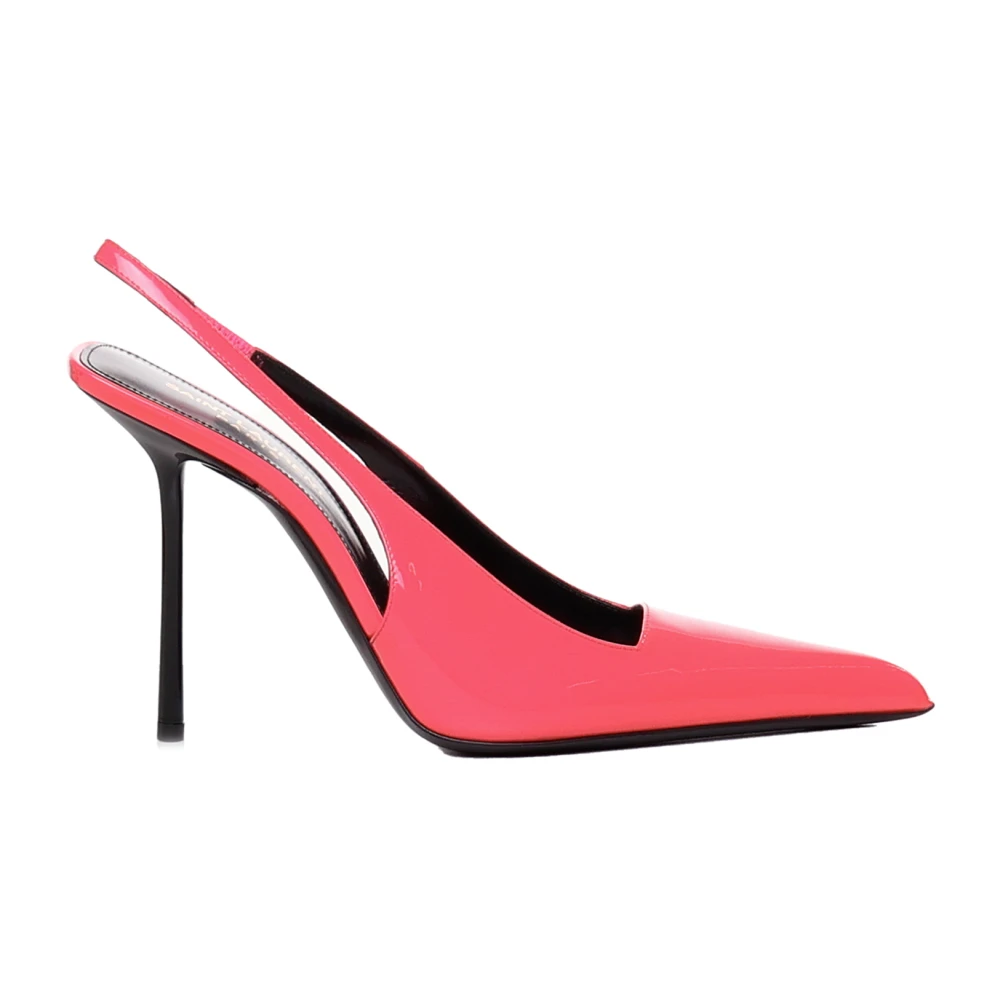 Saint Laurent Koraal Patent Leren Hakken Muiltjes Pink Dames