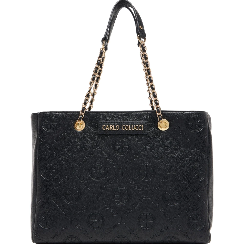 Carlo Colucci Women's Black Shopper With Embossed Logo