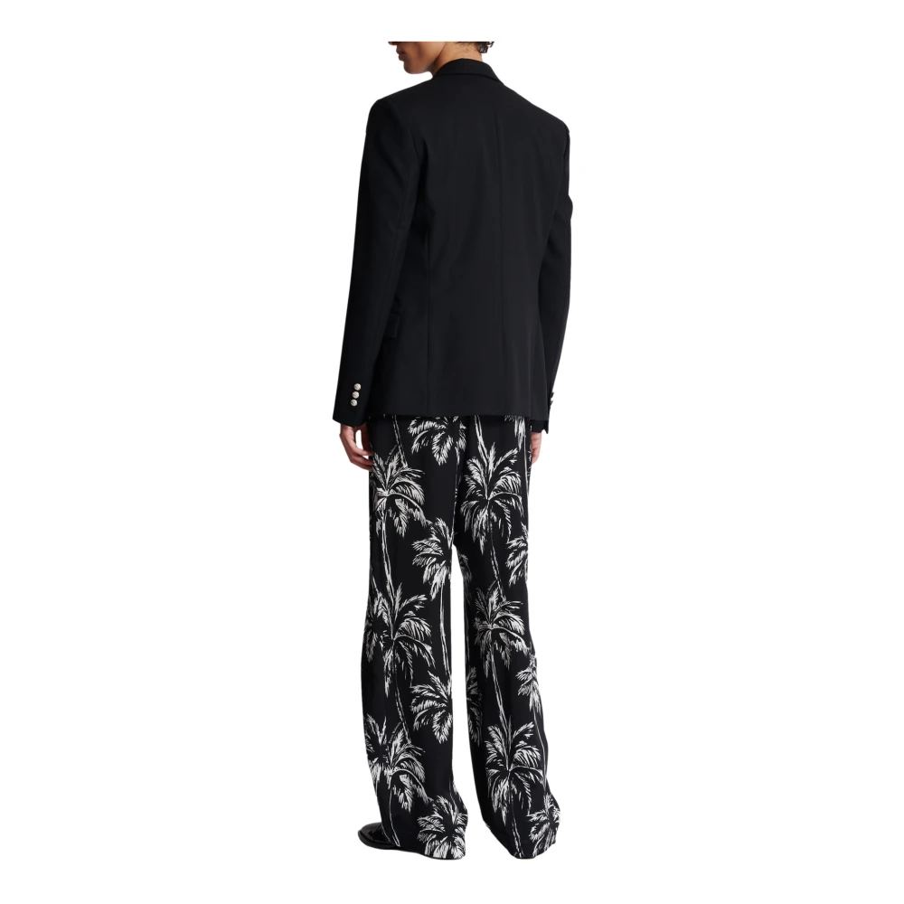 Balmain Wollen 6-knoops jas Black Heren