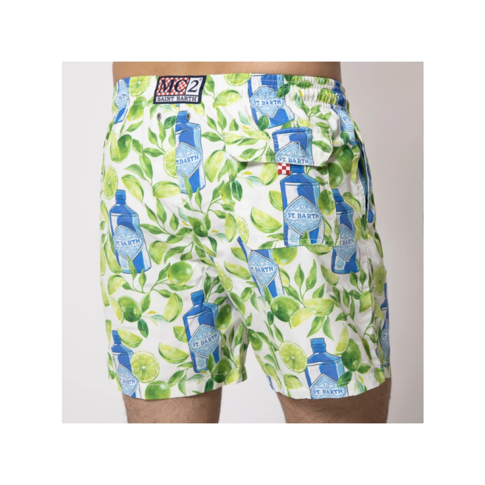 MC2 Saint Barth Witte zwembroek met Gin Lime patroon Multicolor Heren