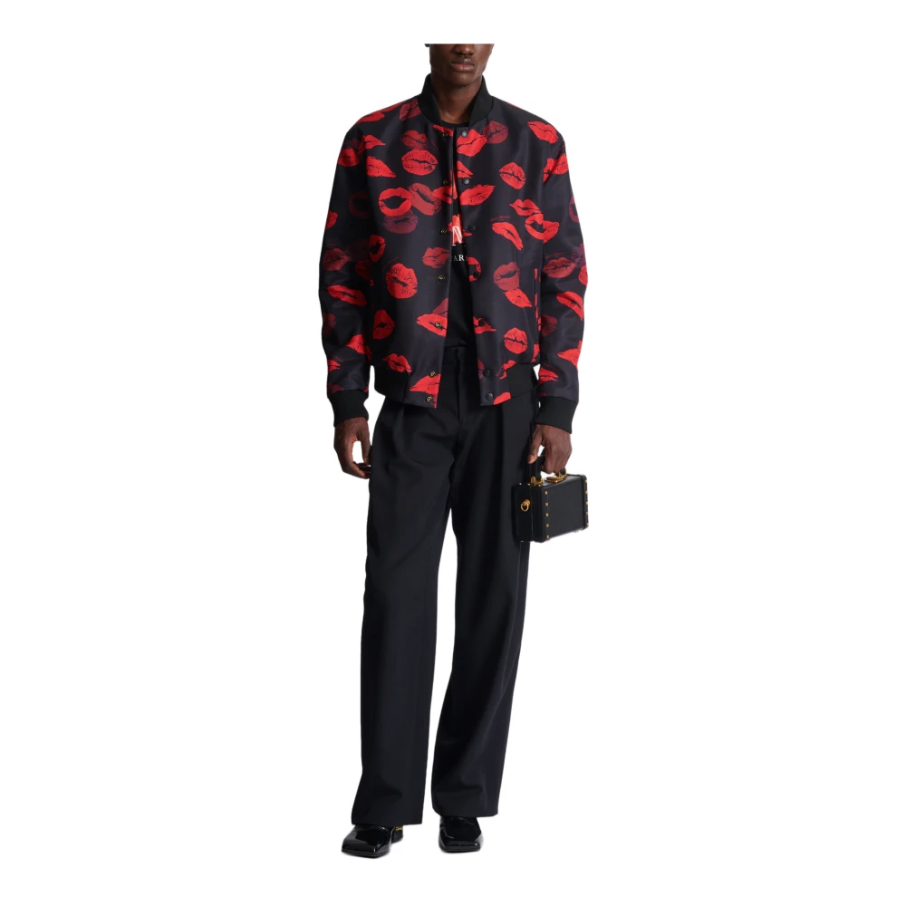 Balmain Omkeerbare bomberjack in effen en Kiss-print nylon Multicolor Heren
