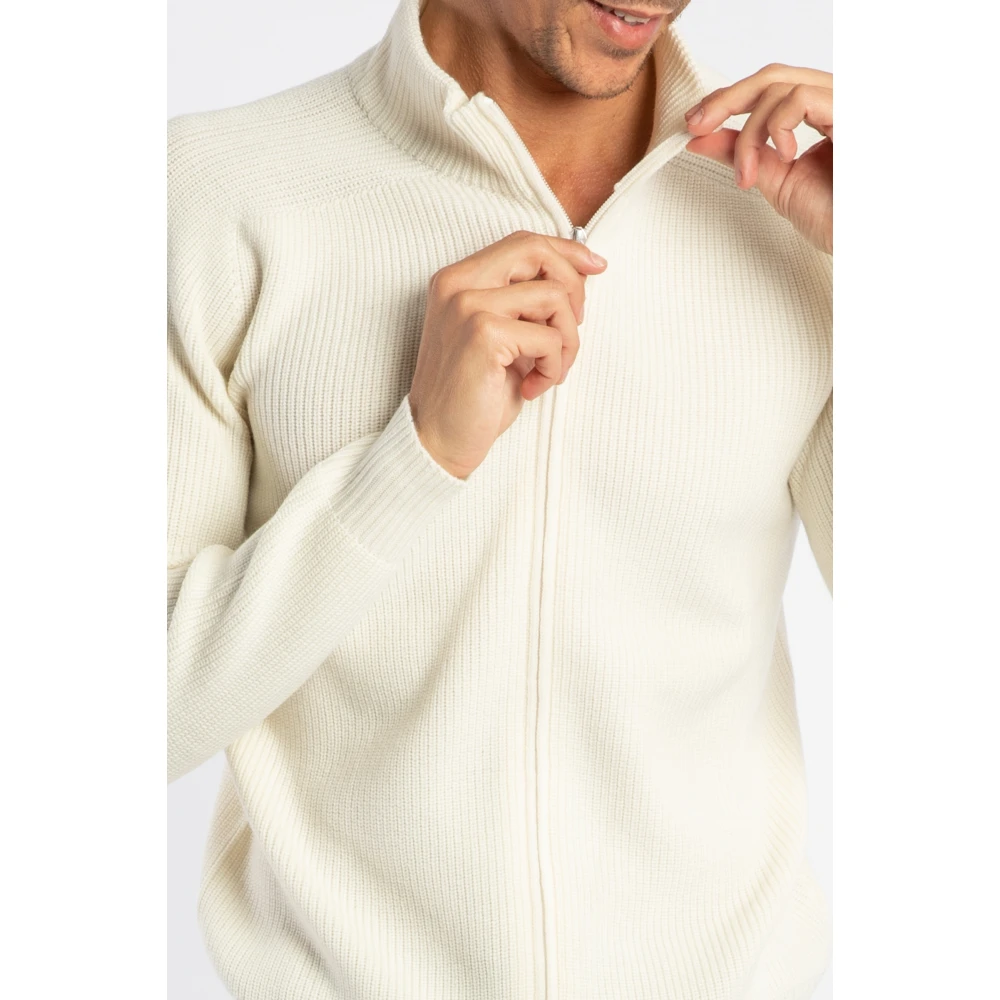 Gran Sasso Geribbelde wollen trui met rits Beige Heren