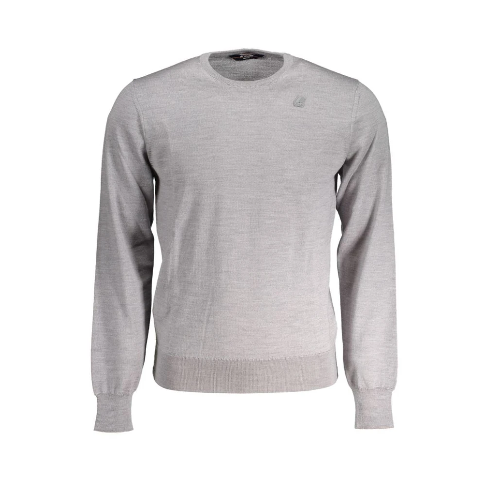 K-way Grijze Wollen Trui met Applique Logo Gray Heren