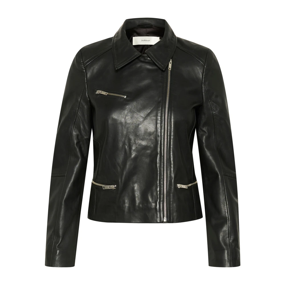 InWear Zwarte Bikerjas met Ritsdetails Black Dames