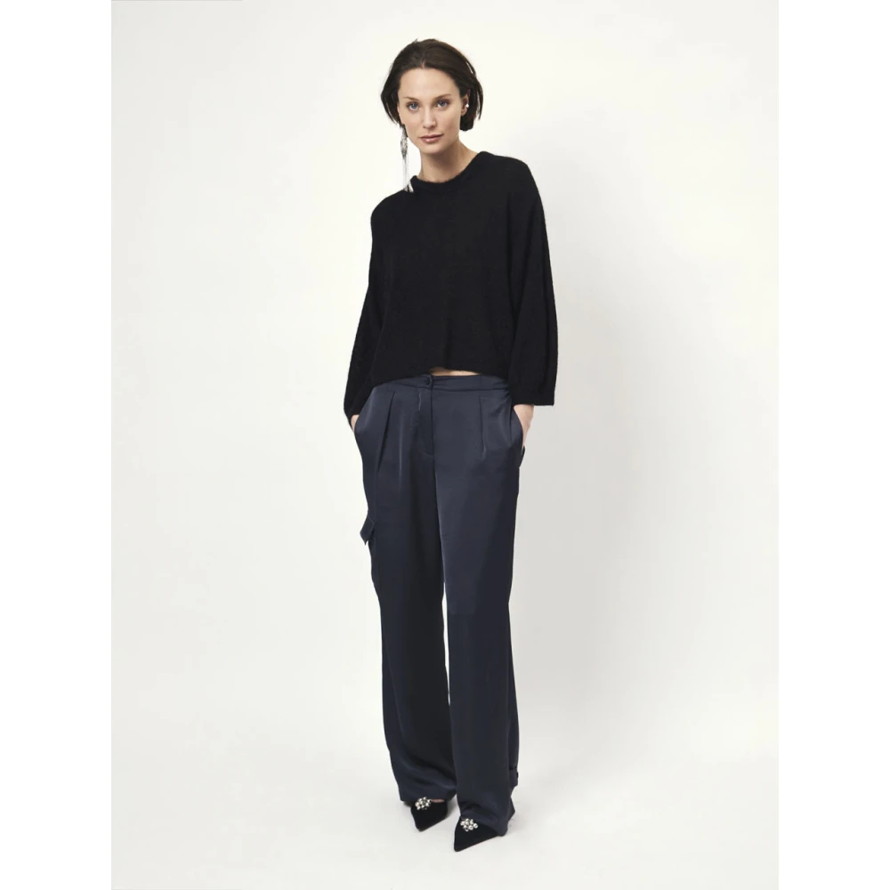 Dante 6 Zwarte Alpaca Pullover met Rugopening Black Dames