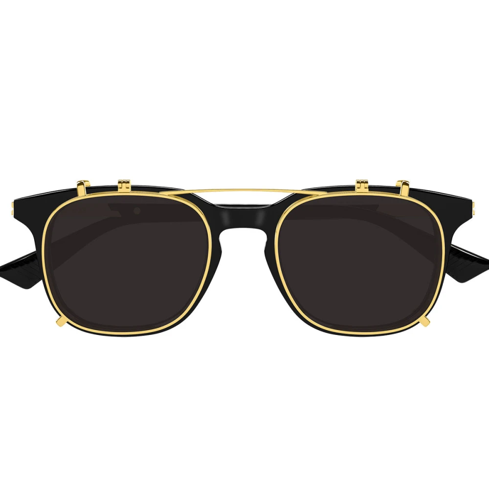 Bottega Veneta Men's Black Rectangular Clip-On Sunglasses