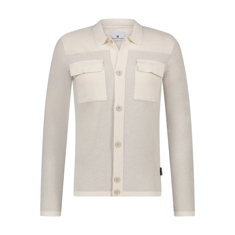 State of Art Eenvoudige Cardigan Vest Beige Heren