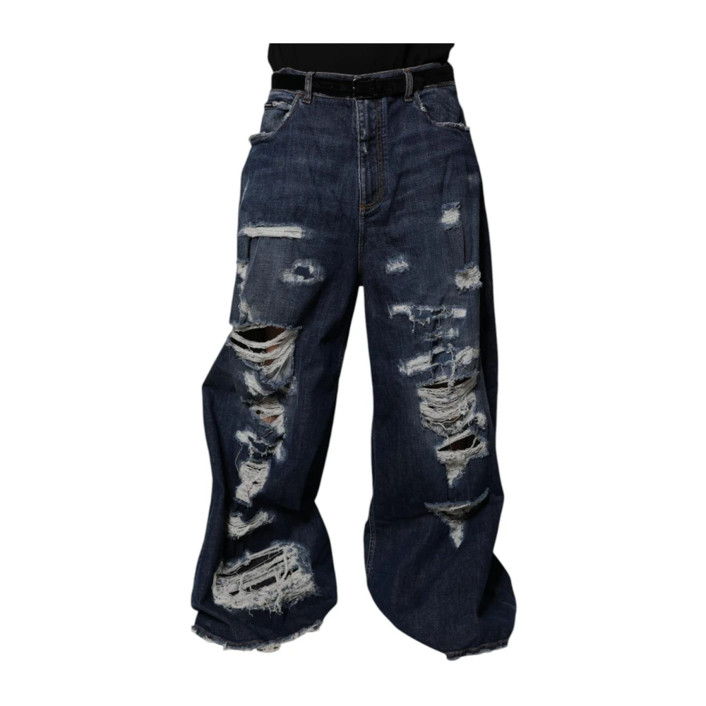 Dolce & Gabbana Blue Wide Jeans, Male, L, Wide Leg Denim Jeans