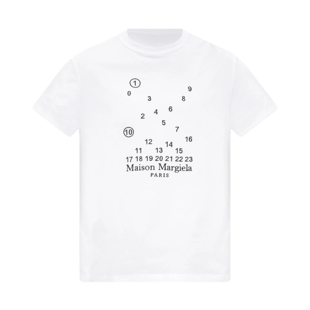 Maison Margiela Men's White Logo-Embroidered T-Shirt
