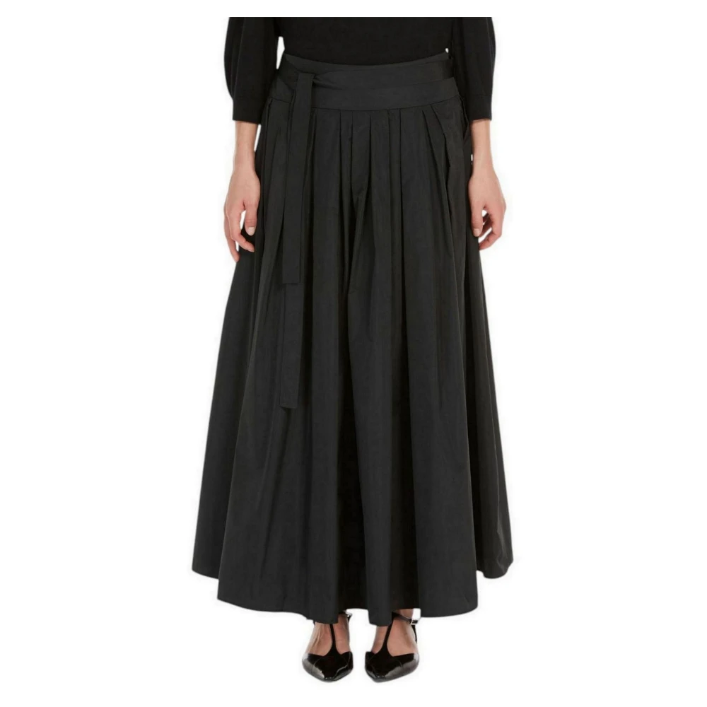 Max Mara Studio Zwarte Taft Geplooide Rok Black Dames