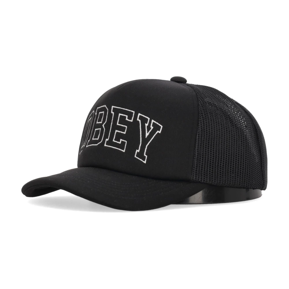 Obey Zwarte truckerpet met gebogen klep Black Heren