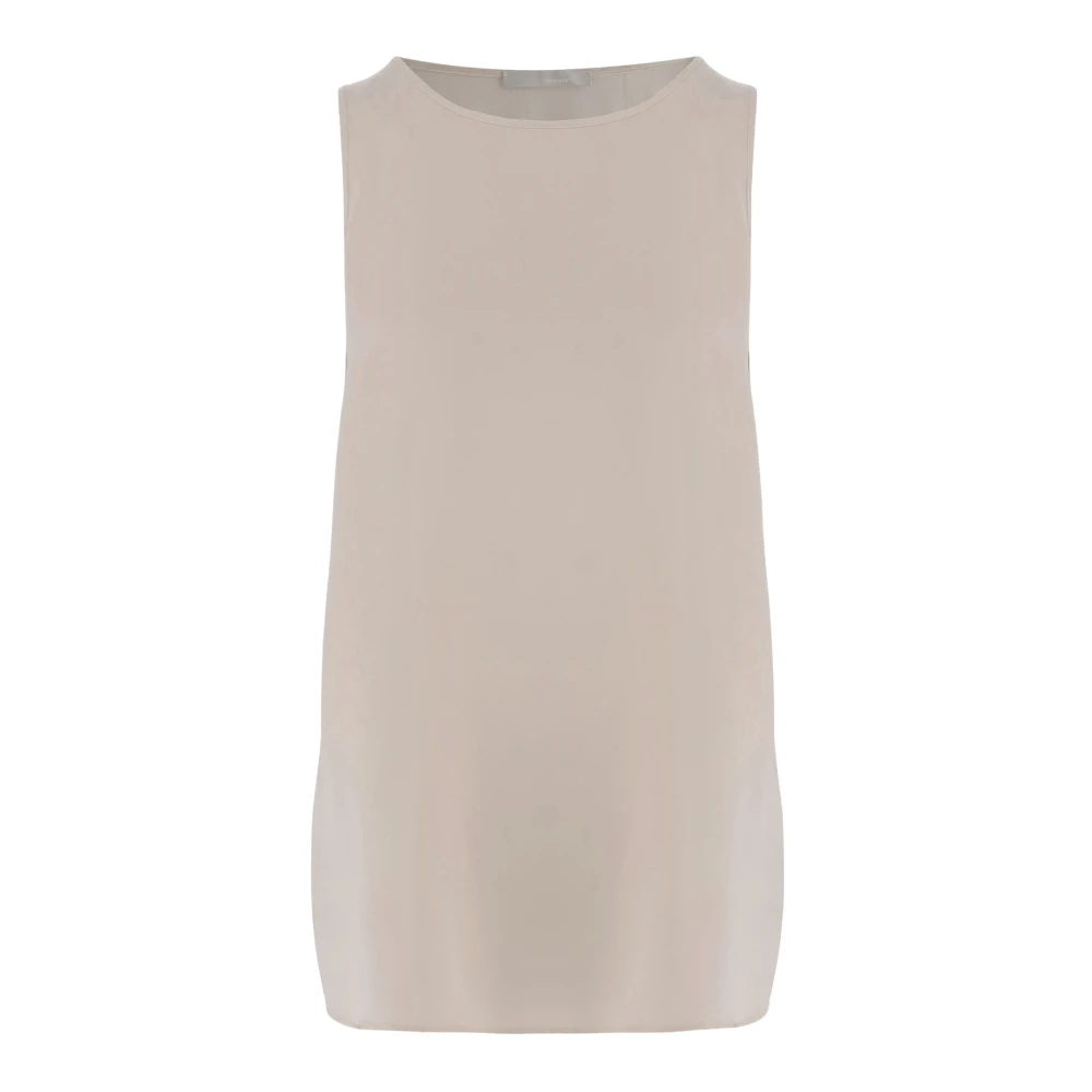 Allude Women's Beige Stretch Silk Top - Sleeveless Tops - S - Tops