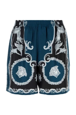 Printed Silk Twill Slim Shorts