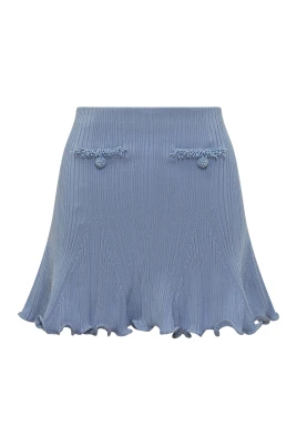 Pearl Trim Knit Mini Skirt