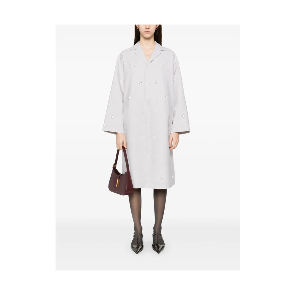 Fabiana Filippi Lichtgrijze Jas met Knoopsluiting Gray Dames