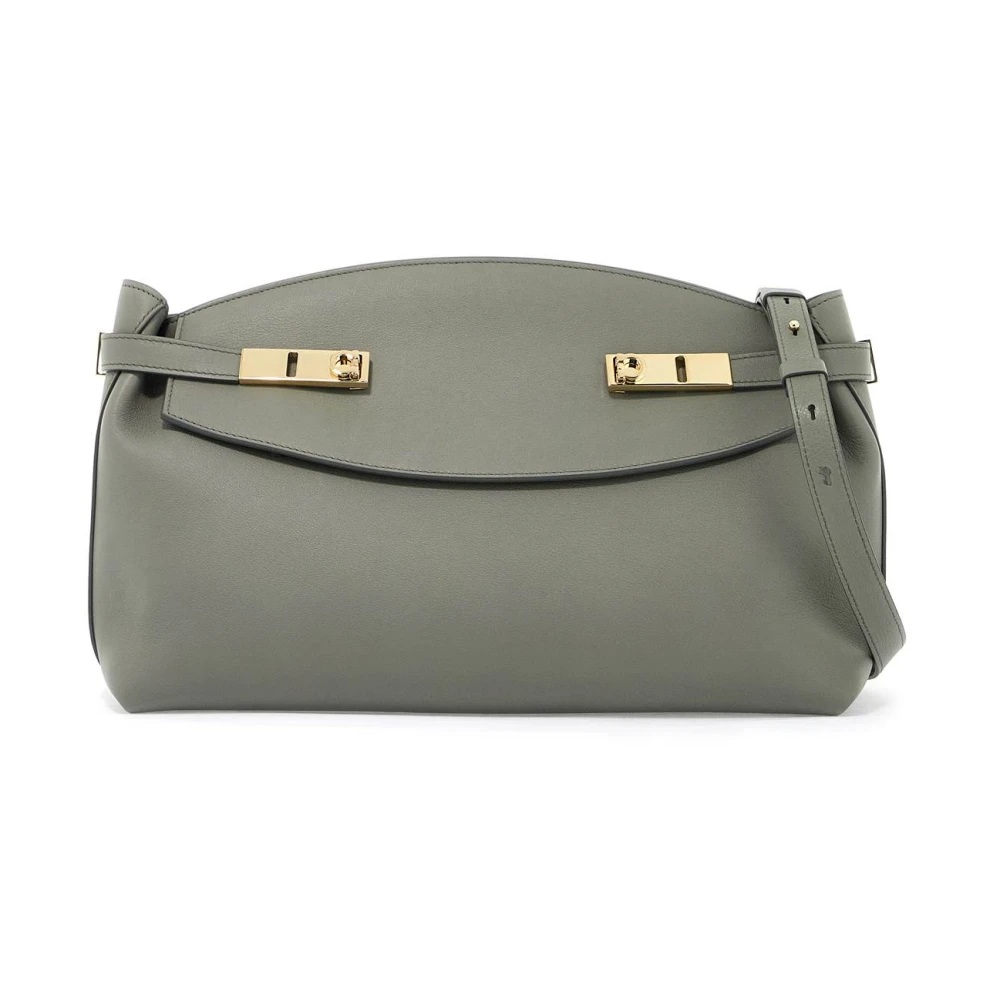 Salvatore Ferragamo Gouden Gancini Leren Schoudertas Green Dames