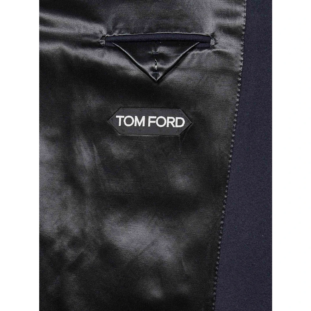 Tom Ford Blauwe dubbelrijige wollen jas Blue Heren