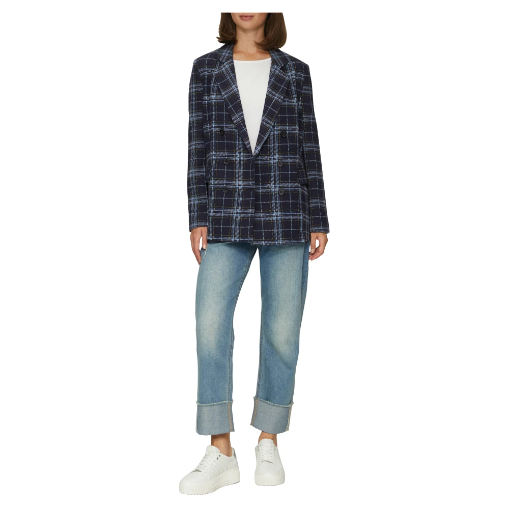 s.Oliver Twill Geruite Indoor Blazer Blue Dames