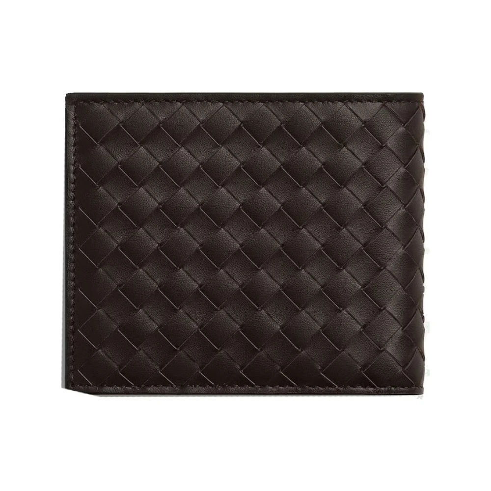 Bottega Veneta Intrecciato Bi-Fold Portemonnee voor Mannen Brown Heren