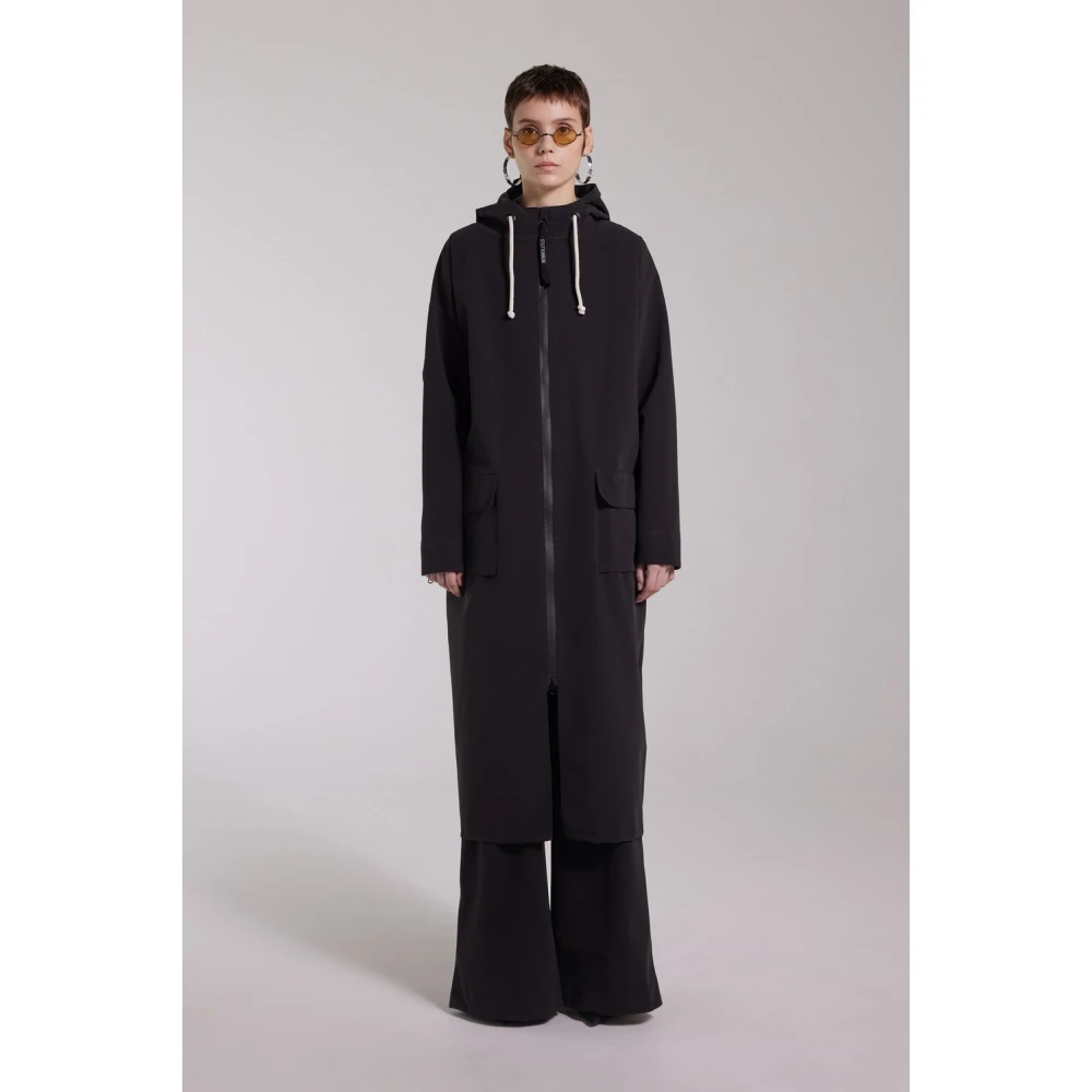 Stutterheim Mat Lang Regenjas met Aqua Guard Rits Black Dames