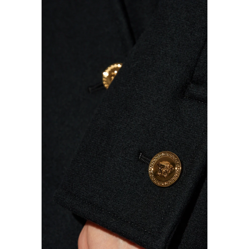 Versace Korte dubbele jas Black Dames