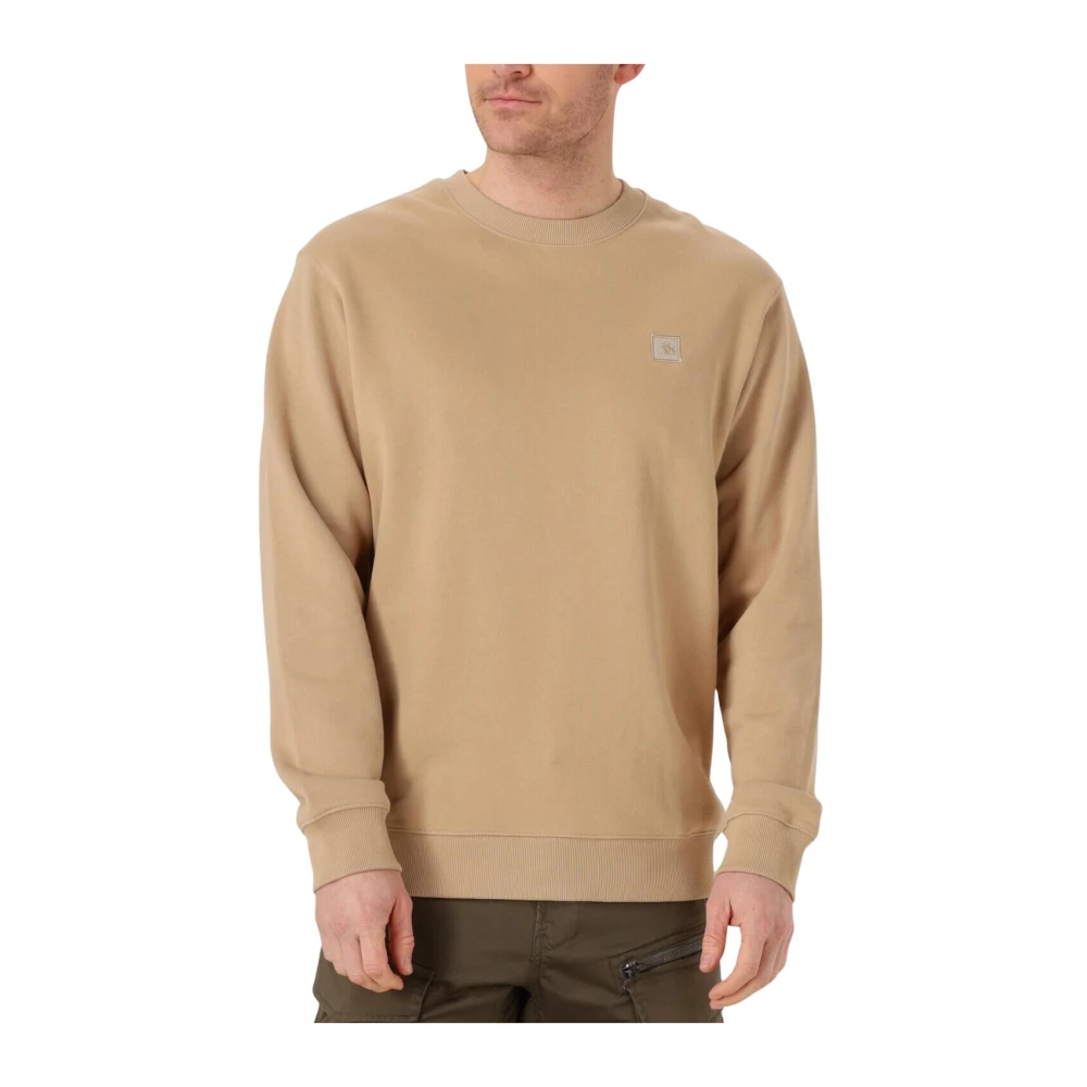 Scotch & Soda Badge Logo Crew Sweatshirt Beige Heren