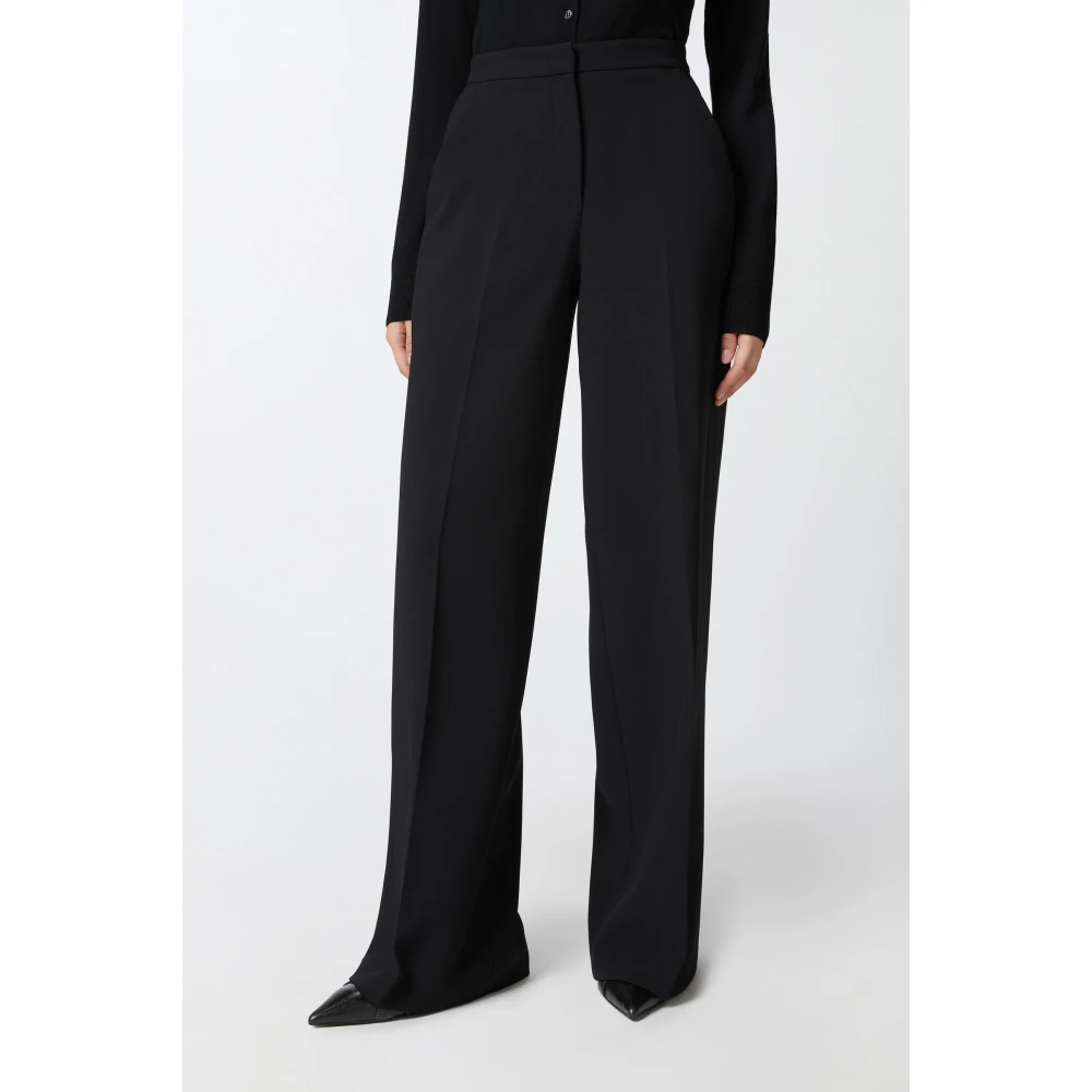 pinko Elegante Palazzo Broek in Stretch Crepe Black Dames