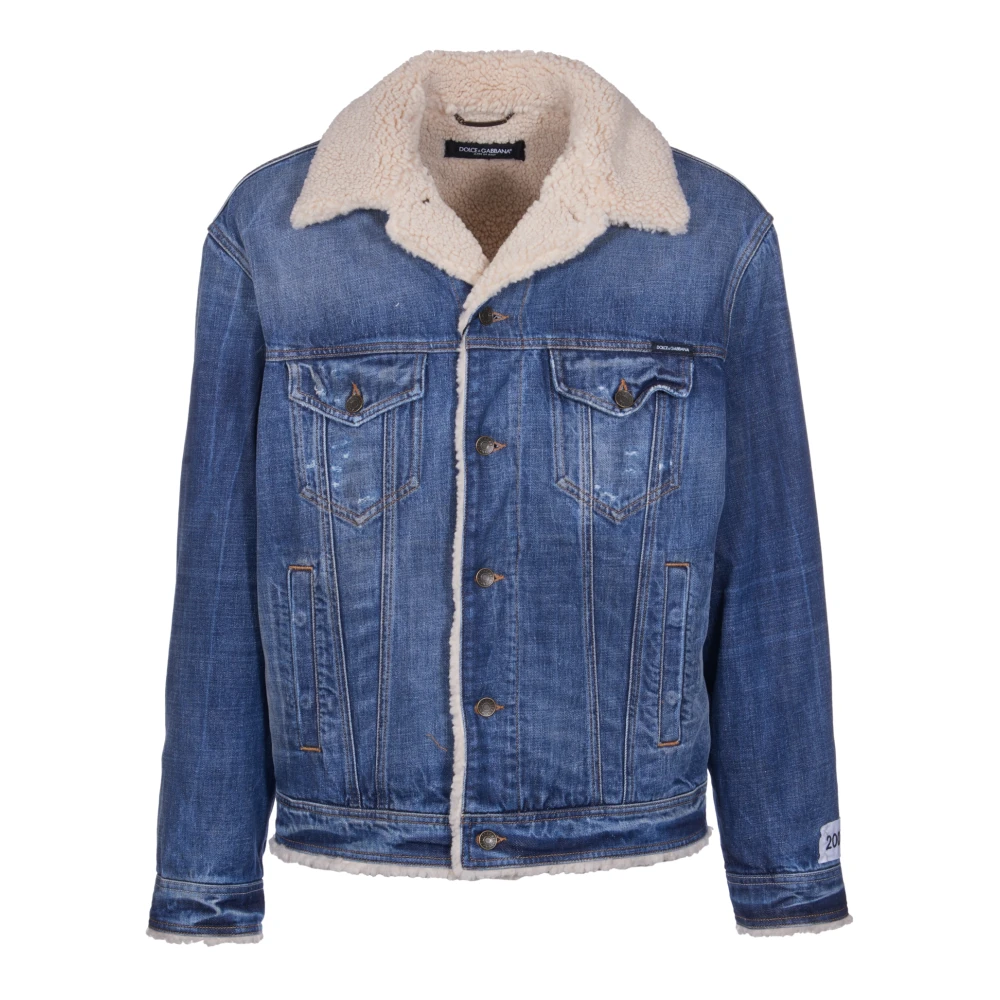 Dolce & Gabbana Teddy Denim Jack met Logoknopen Blue Heren