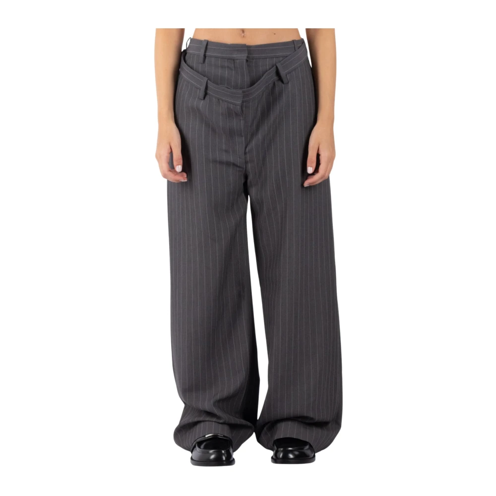 Acne Studios Grijze Melange Wollen Broek Gray Dames