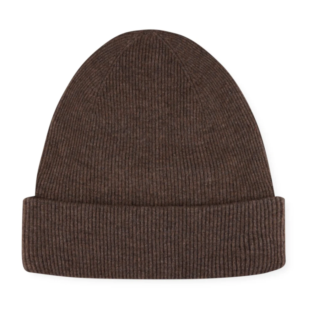 Stenströms Women's Brown Ribbed Wool And Cashmere Beanie