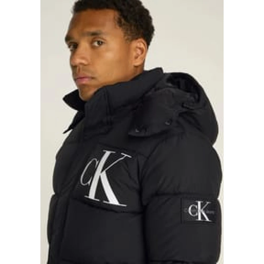 Calvin Klein Jeans Hooded Logo Jas Mannen Black Heren